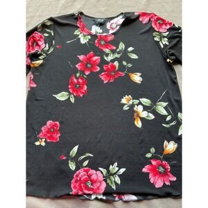 Cottagecore Womens Jostar Floral 3/4 Sleeve Tunic Top L Black Red 158BN-ORP